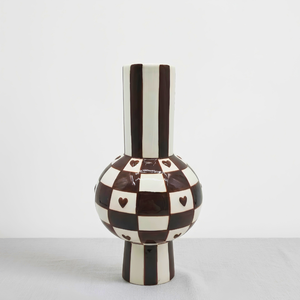 Vaso Cerâmica Checker Love 14x27,5cm