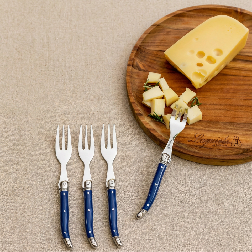 Kit com 6 Garfos para Sobremesa Luxo Azul Marinho Laguiole La Maison