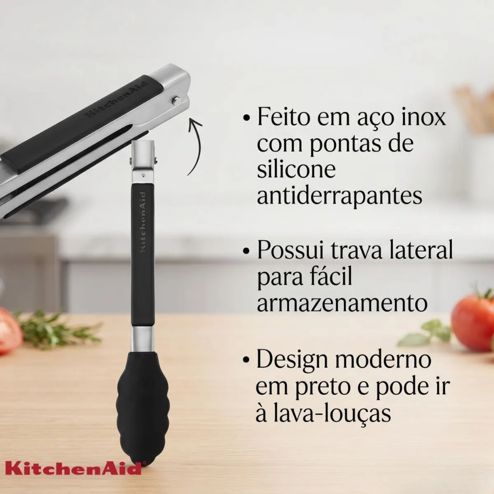 Pegador Churrasco Legumes 23cm Multiuso Inox KitchenAid