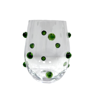 Jogo de 6 Copos Baixos Vidro Dots Verde 525ml