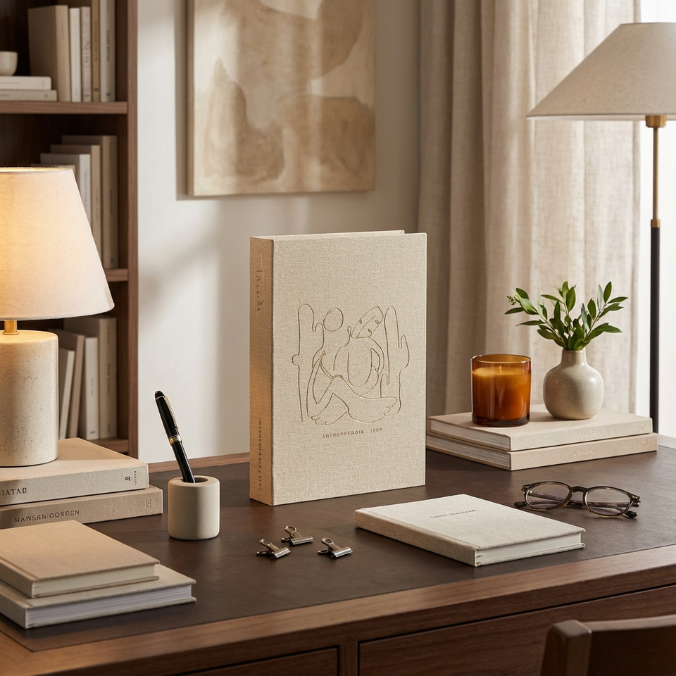 Livro Caixa Antropofagia Bege MDF e PU 28x20x4cm Mart