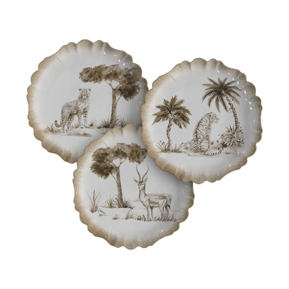 Jogo 6 Pratos de Sobremesa Cerâmica Savana 20cm Maison Blanche