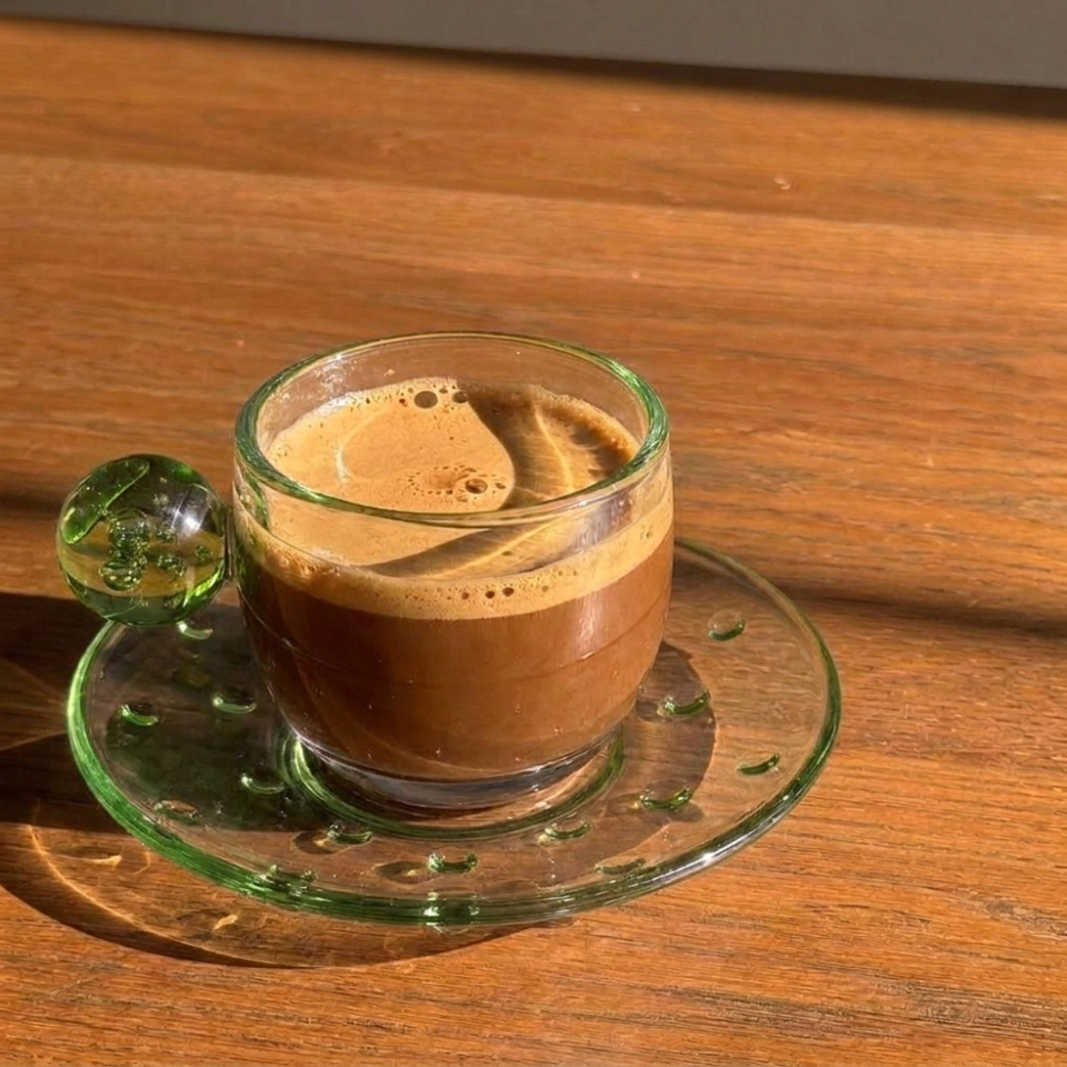 Jogo de 6 Xícaras de Café Esfera Vidro Verde Linha Sintonia 90ml