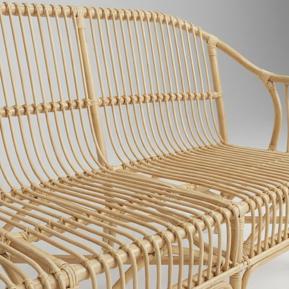 Sofá 3 Lugares Core Rattan Trançado Bahali 180x61x84cm