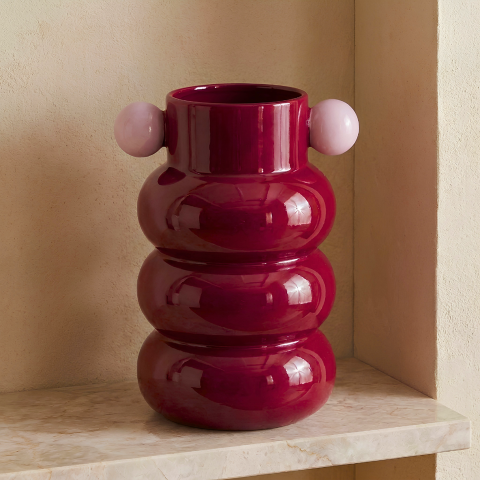 Vaso Cerâmica Loop Bordô 22,5x18x29cm