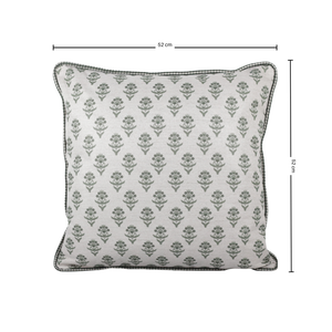 Almofada Linho 52X52 Estampa Botânico Verde Com Cordão