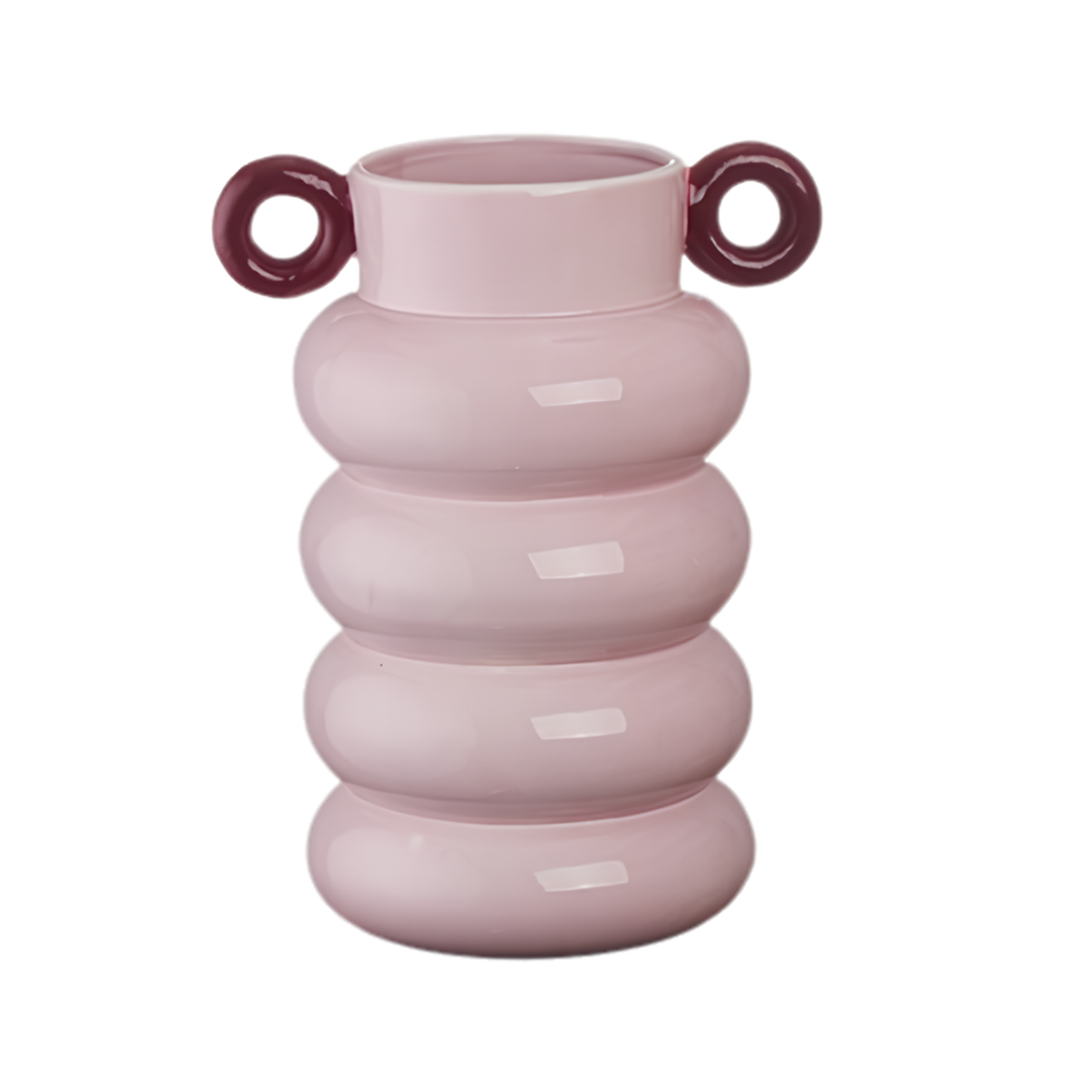 Vaso Cerâmica Loop Rosa 22,5x18x29cm