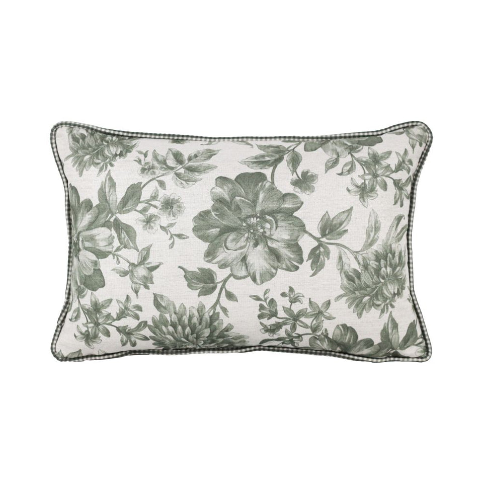 Almofada Linho 35X58 Estampa Dupla Face Xadrez Grande Verde Cordão