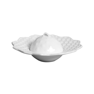 Prato de Risoto com Tampa Cerâmica Branco Florença 29cm Scalla