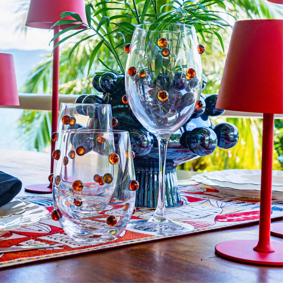 Jogo de 6 Taças Vidro Dots Âmbar 520ml