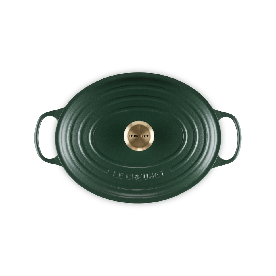 Panela Le Creuset Oval Signature Foret com Pegador Dourado 6,3L 31cm