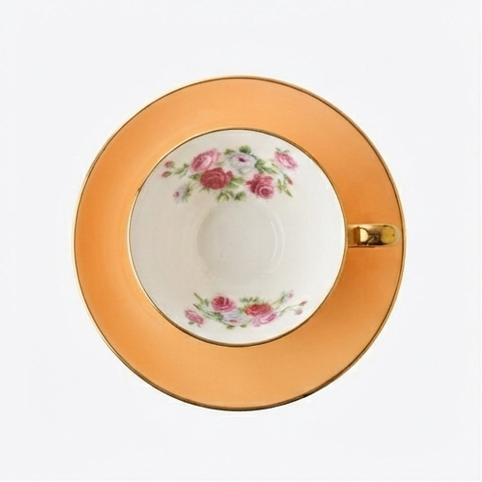 Jogo de 6 Xícaras de Café Chromesse Colorido New Bone China Filado Dourado 90ml