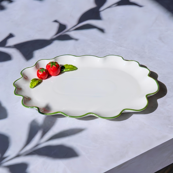 Bandeja Oval Porcelana Tomates 30cm