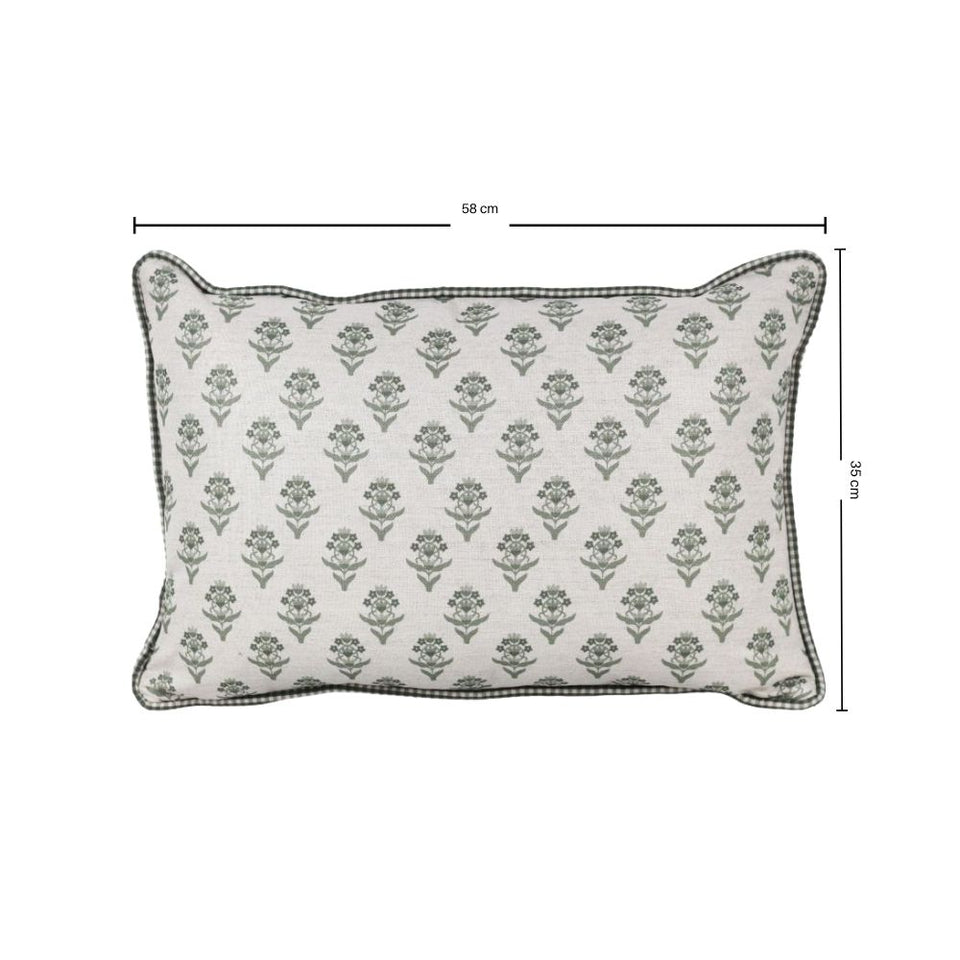 Almofada Linho 35X58 Estampa Dupla Face Verde Com Cordão