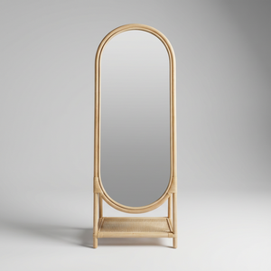 Espelho de Chão Moldura Mandola Rattan Bahali 55x50x160cm