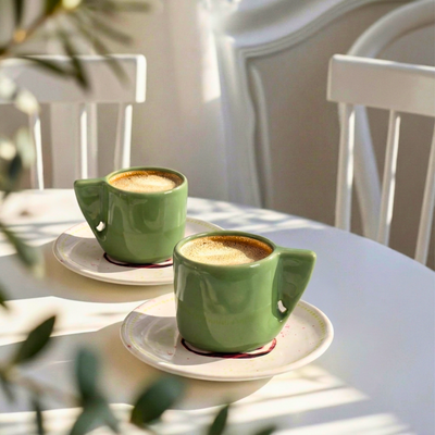PRÉ-VENDA: Jogo 6 Xícaras de Café com Pires Cerâmica Les Figues Scalla