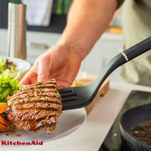 Espátula Perfurada 35cm Cozinha em Nylon Preta KitchenAid