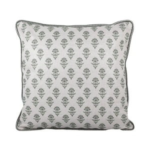 Almofada Linho 52X52 Estampa Botânico Verde Com Cordão