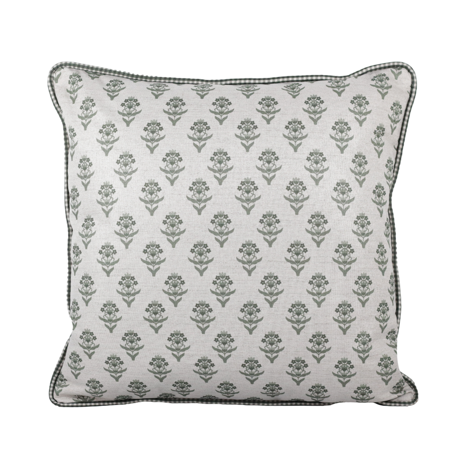 Almofada Linho 52X52 Estampa Botânico Verde Com Cordão