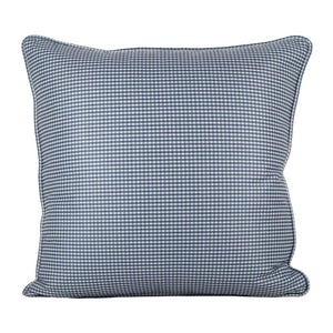 Almofada Linho 52X52 Estampa Mini Xadrez Azul Com Cordão