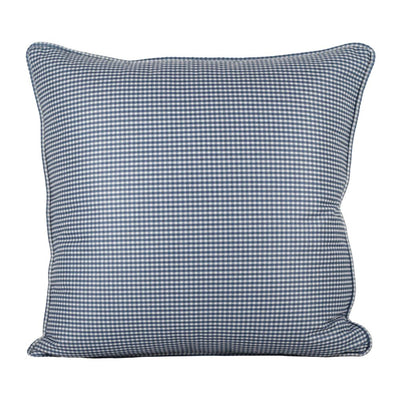 Almofada Linho 52X52 Estampa Mini Xadrez Azul Com Cordão