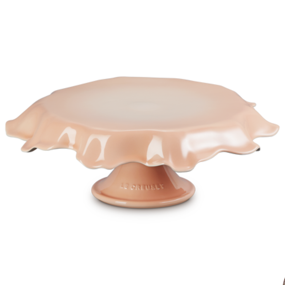 Suporte para Bolo Cerâmica Ruffle Shell Pink 28cm Le Creuset