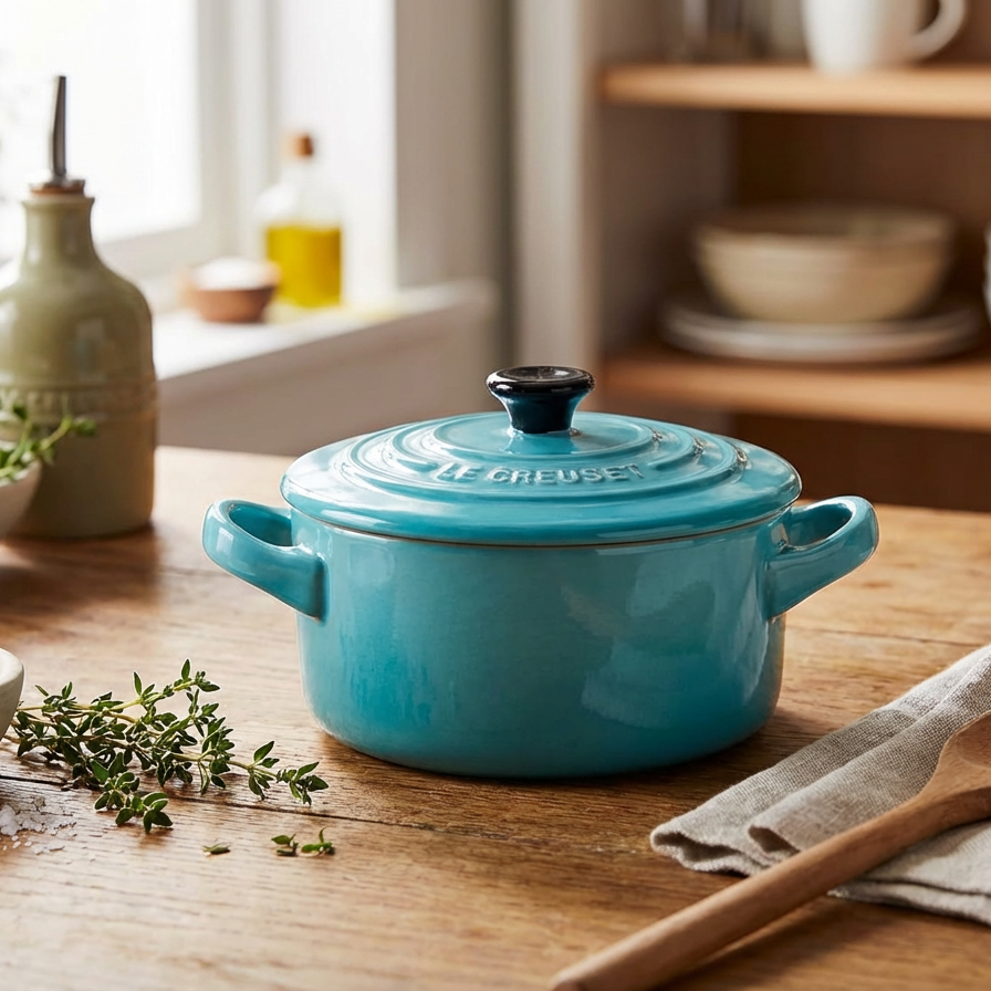 Mini Cocotte Cerâmica Azul Caribe 250ml 10cm Le Creuset