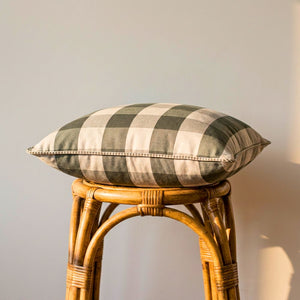 Almofada Linho 52X52 Estampa Xadrez Grande Verde Com Cordão