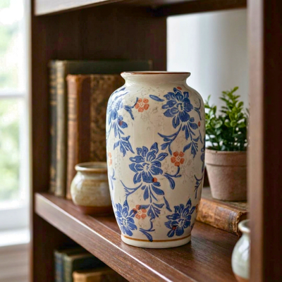 Vaso Vintage Campestre Cerâmica 25cm