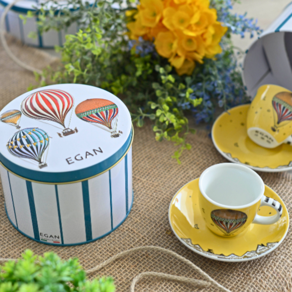 Conjunto 2 Xícaras Espresso com Pires 100ml Amarelo Giramondo Egan