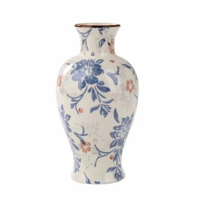 Vaso Vintage Botânico Cerâmica 23cm