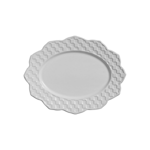 Travessa Média Cerâmica Branca Florença 2x29x37cm Scalla