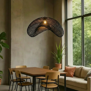 Luminária Artesanal Rattan Preto Nami 80cm Bahali