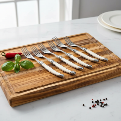 Kit com 6 Garfos Luxo Branco Laguiole La Maison