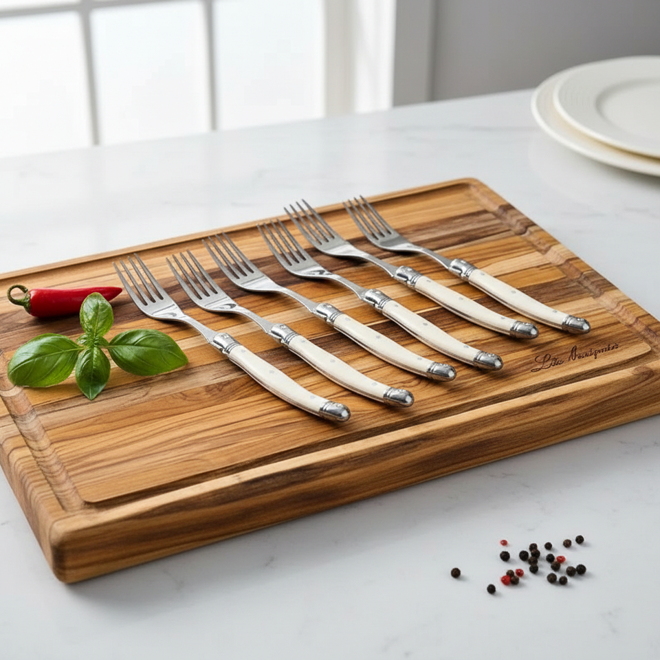 Kit com 6 Garfos Luxo Branco Laguiole La Maison