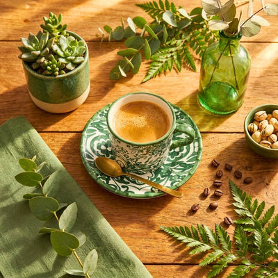 Jogo 4 Xícaras de Café Cerâmica Dolce Mare Verde 100ml Maison Blanche