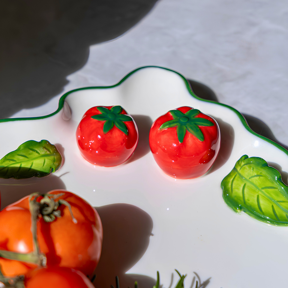 Bandeja Retangular Porcelana Tomates 37cm