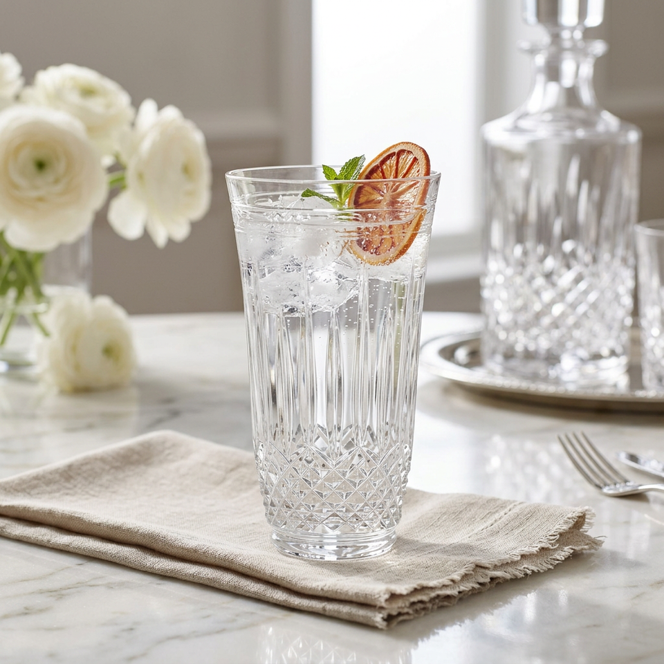 Jogo 2 Copos em Cristal Lapidado 68 Long Drink 37 Artemano 420ml