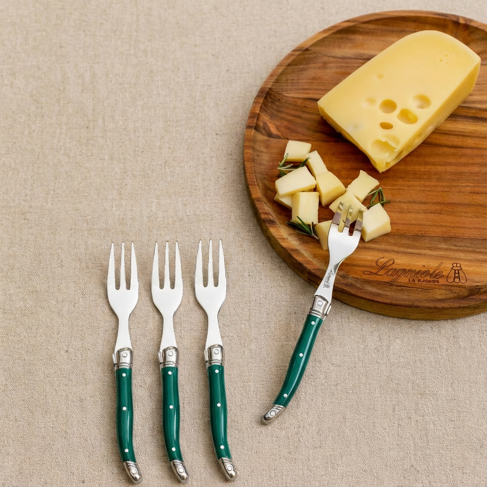 Kit com 6 Garfos para Sobremesa Luxo Verde Laguiole La Maison