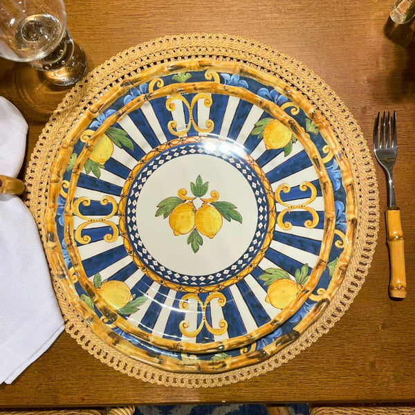 Jogo 6 Pratos Rasos Cerâmica Taormina Limão 27,5cm Maison Blanche