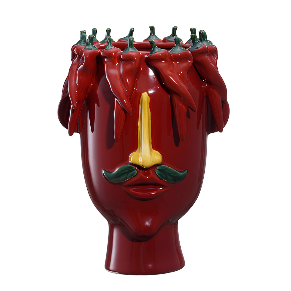 Vaso de Cerâmica Rosto Pepper Vermelho Frutti d’Arte