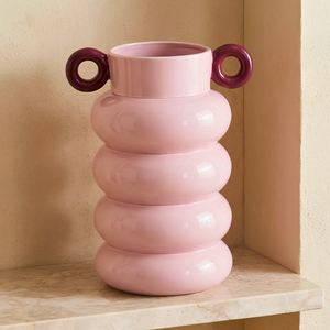 Vaso Cerâmica Loop Rosa 22,5x18x29cm