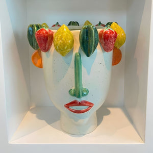 Vaso de Cerâmica Rosto Tropical Frutti d’Arte
