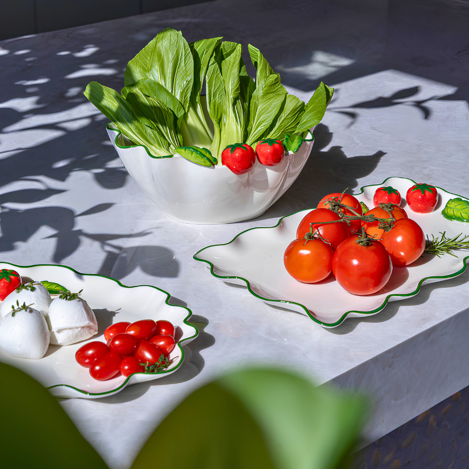 Bandeja Retangular Porcelana Tomates 37cm
