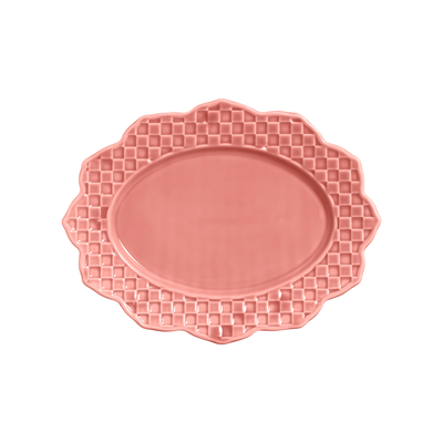 Travessa Média Cerâmica Rosa Florença 2x29x37cm Scalla