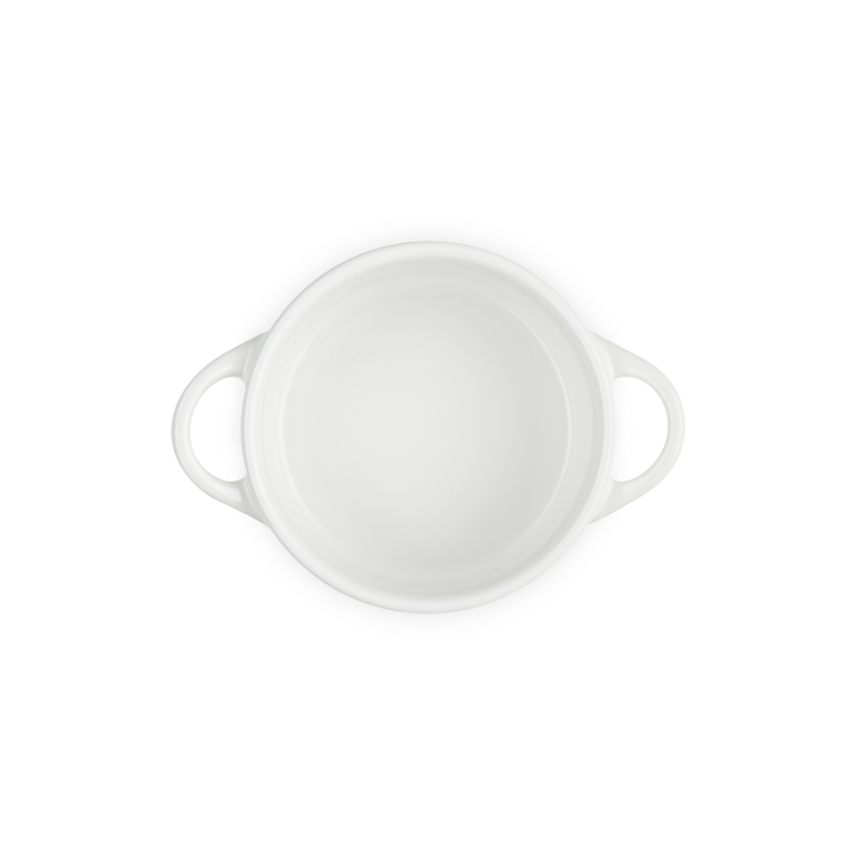 Mini Cocotte Cerâmica Branco com Pegador Coração Dourado Le Creuset