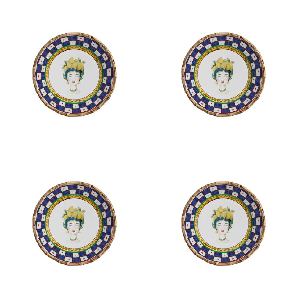 Jogo 6 Pratos de Sobremesa Cerâmica Taormina 20cm Maison Blanche