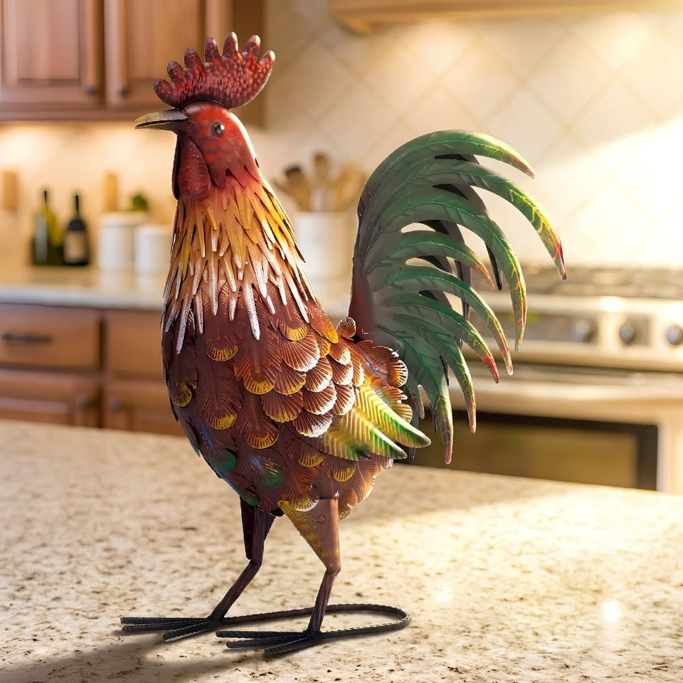 Galo Escultura Metal Linha Rancho 33x43