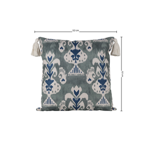 Almofada Linho 52X52 Ikat Verde Tassel