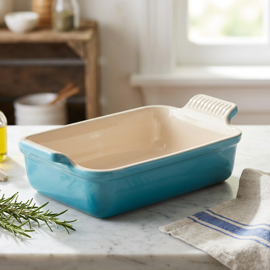 Travessa Retangular Cerâmica Heritage Azul Caribe 19cm Le Creuset